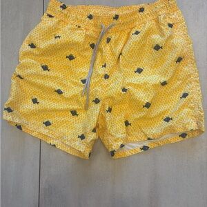 MC2 Saint Barth Yellow Men's Swim Board Shorts with Fish Print